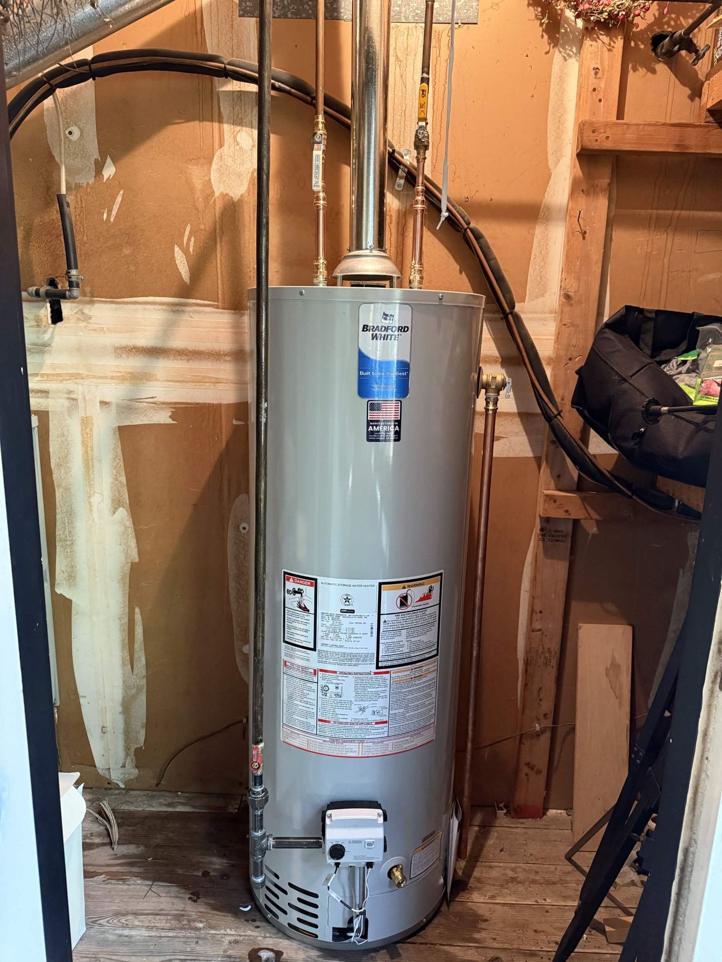 Water heater installation completed by C&S Heating & Cooling.